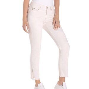 MAC Rich Slim Straight White Denim Mid Rise Ankle Length Zip Bottoms Size 12